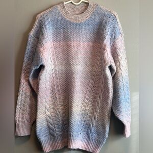Lauren Conrad Warm /Soft Multi Color Mock Neck Cable Knit  Sweater Size small
